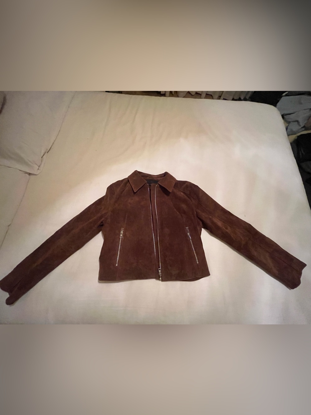 Zara Brown Suede Zip-Front Jacket - Picture 3 of 10
